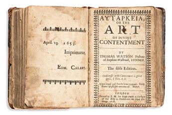 Watson, Thomas (c. 1620-1686) The Christians Charter; [bound with] Autarkeia, or the Art of Divine Contentment.